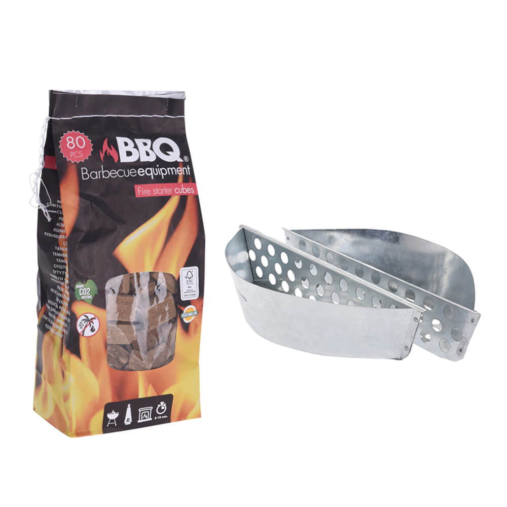 Braai Grill Charcoal Briquets Holder and Natural Fire Starters