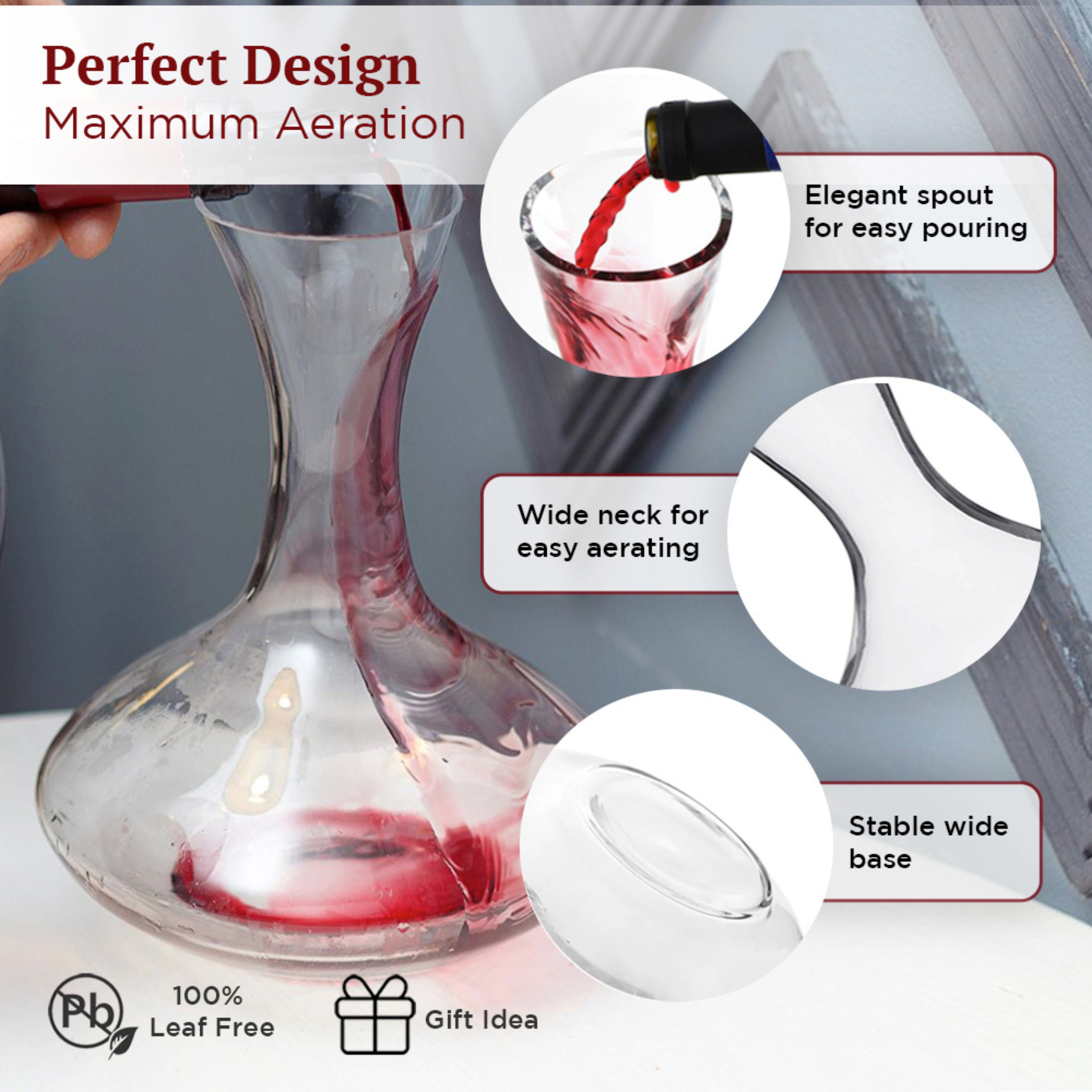 Glass Decanter for Wine - 1.4 Litres