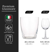 Wine Glass 430ml and Glass Ice Bucket 1.5 Litres - Set of 5