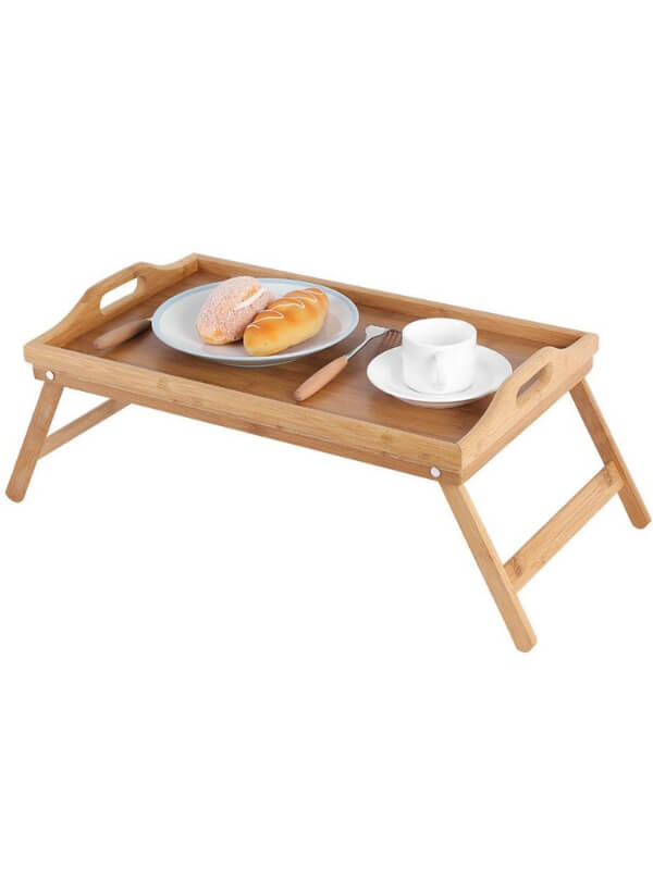 Bed Serving Tray with Foldable Feet - Bamboo - Eco-friendly