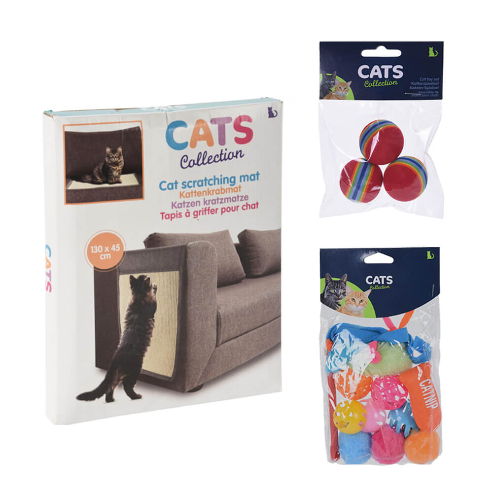 Cat Toy Kit - Scratch Blanket and Toys 
