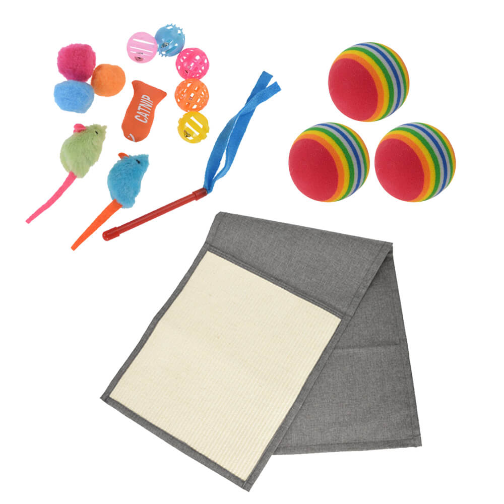Cat Toy Kit - Scratch Blanket and Toys 