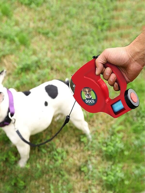 We've got you all setup! This leash comes with a light and doggy waste bags.  This retractable leash, enhanced with an LED flashlight is perfect for early morning or nighttime walks. With a holder for your doggy bags, you'll never have to worry about leaving your pet’s waste behind. Extending up to 5 meters, your doggo can walk and explore with ease.