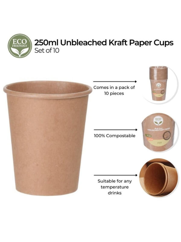 Made from 100% biodegradable and compostable unbleached paper, these cups can hold both hot and cold drinks without becoming soggy or leaking. With the capacity to hold up to 250ml of liquid and coming in a set of 30 cups, these are the perfect alternative to harmful plastic cups.   