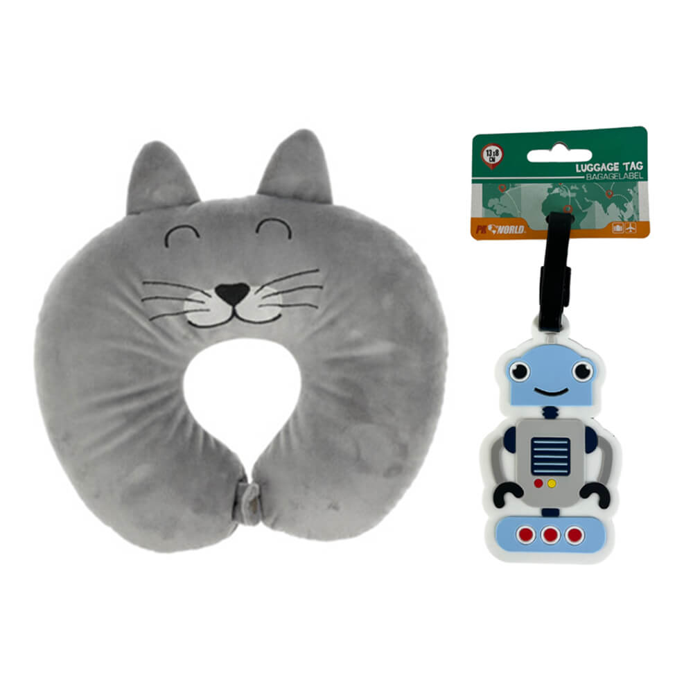 Kids Travel Neck Pillow and Luggage Tag 