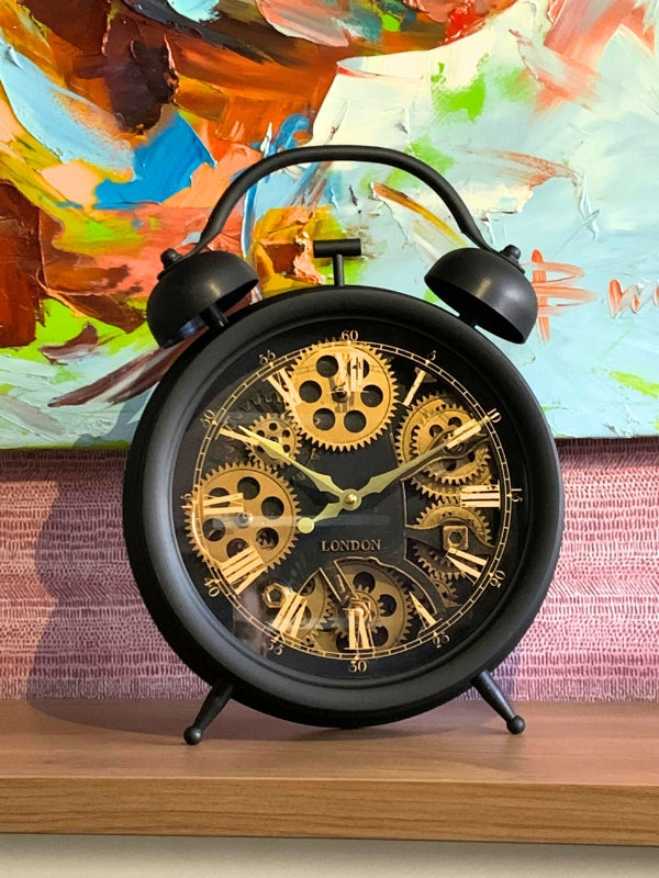 Reloj Grande con Números Romanos - London Gold and Black Design 