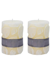 Leaf-embossed Wax Candle - Set of 2