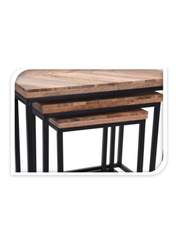 Mango Wood Side Tables - 3 Pieces - Stackable Design