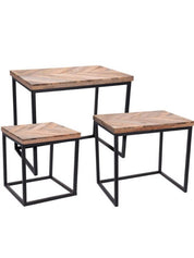 Tables d'appoint en bois de manguier - 3 pièces - Design empilable