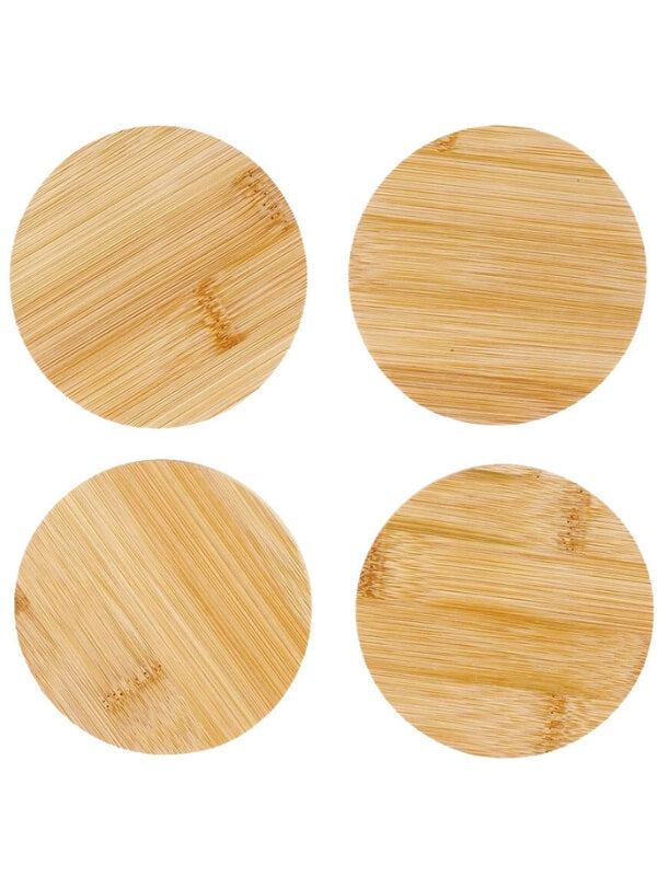 Sustainable Sipping.  Protect your surfaces in style with our natural bamboo coaster set coming in a circle and square shape. Crafted from eco-friendly bamboo, these coasters add a touch of elegance and nature to any room. Includes 4 durable and moisture-resistant coasters to keep your tables and countertops scratch and stain-free.