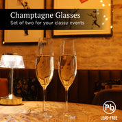 Champagne Glasses - 260ml - 4 Pieces - Lead-Free Crystalline