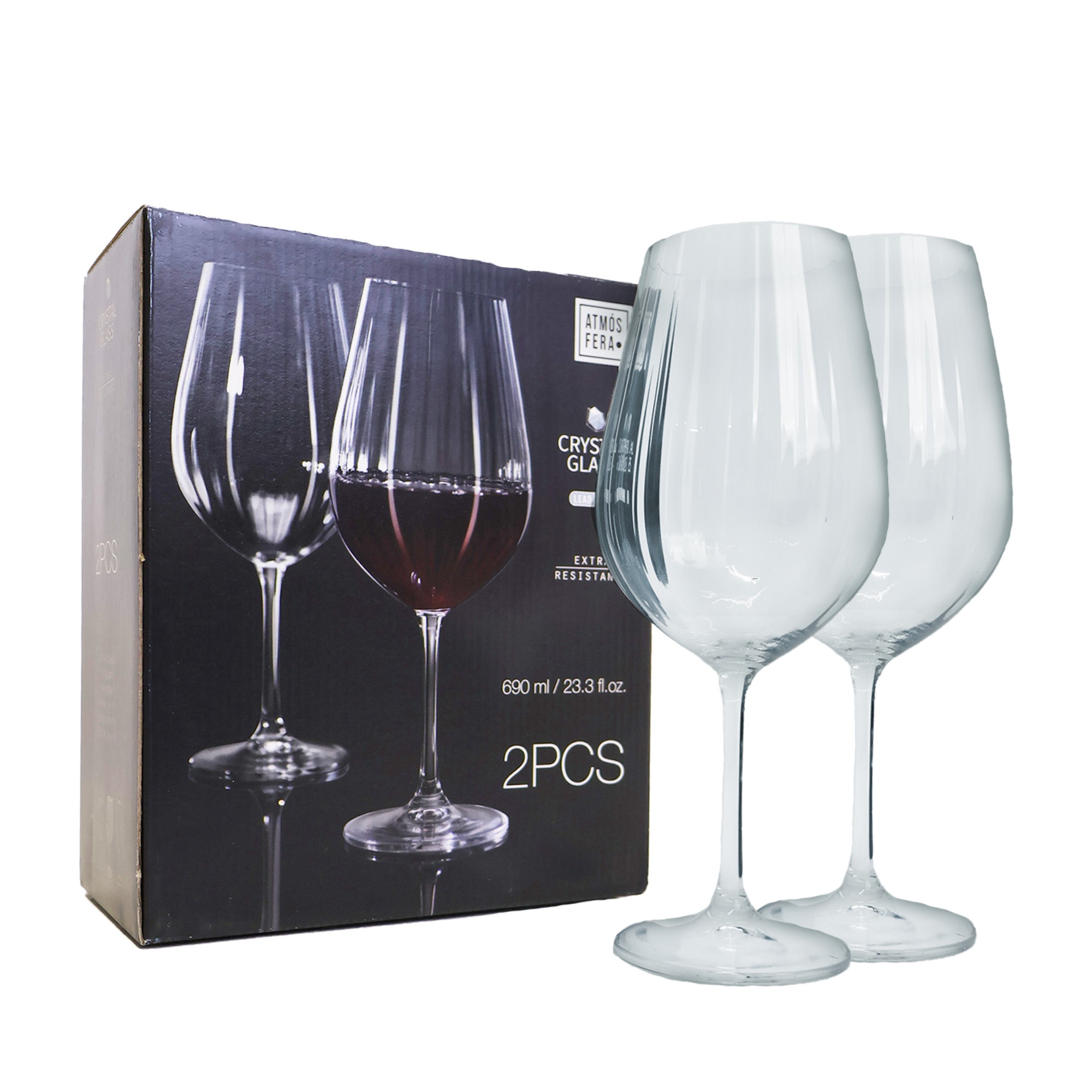 Copa de vino tinto de cristal 690ml - Juego de 2