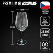Copa de vino tinto de cristal 690ml - Juego de 2