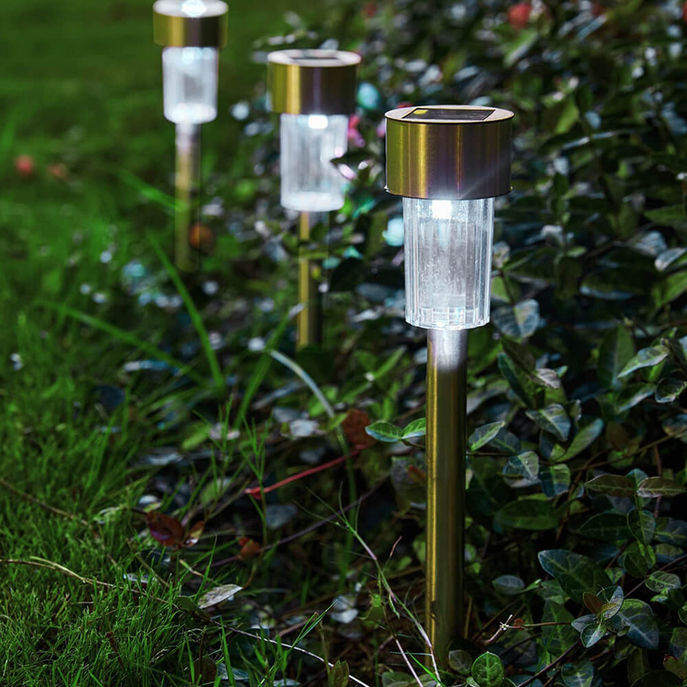 Stainless Steel Garden Solar Lights with Spike - Set of 7