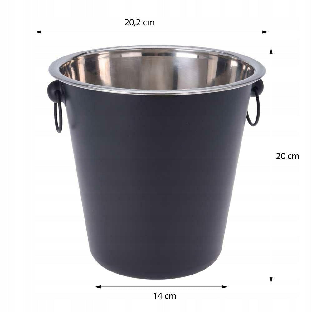 Stainless Steel Matt Black Ice Bucket Champagne Cooler - 5 Litres 