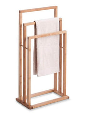 Natural Bamboo Towel Rack with 3 Hangers