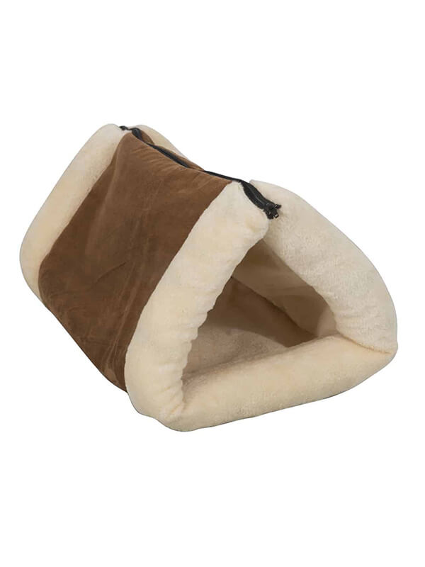 Foldable Pet Bed. Lay it out as a comfy bed or fold it up to create some tunnel-like fun!  This fluffy bed is easy to clean and designed with thermos-reflective material. Suitable for floofs of all sizes.