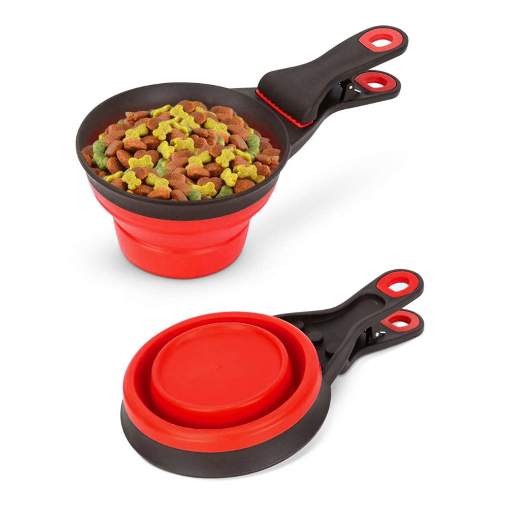 Pet Food Scoop with Built-in Clip and Flatpack Design - 237ml