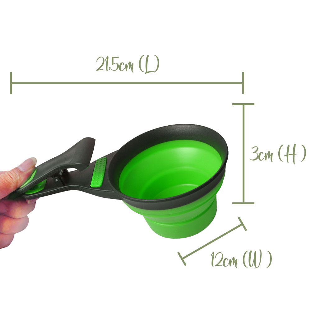 Pet Food Scoop with Built-in Clip and Flatpack Design - 237ml