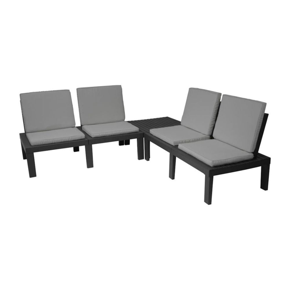 Conjunto de muebles de jardín - Mesa de centro y sillas con cojines