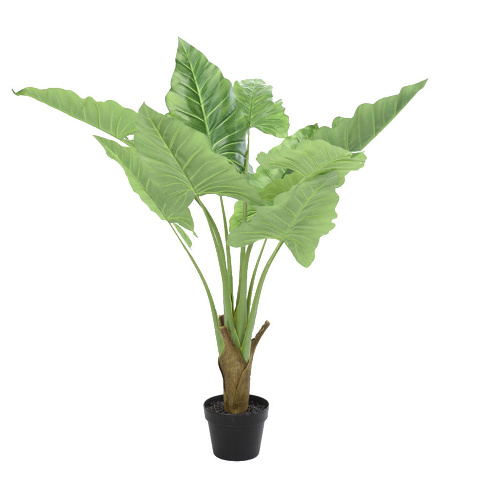 Eco lifestyle - ecolifestyle.shop The collection of decorative artificial plants features 10 large finely crafted leaves in a black pot. Can be used for indoor decoration or outdoor garden furniture. Synthetic Artificial Plant in Black PP Pot with Stones and 10 Leaves. Size: 90cm. Material: Plastic. 318000070 - 8719202476019