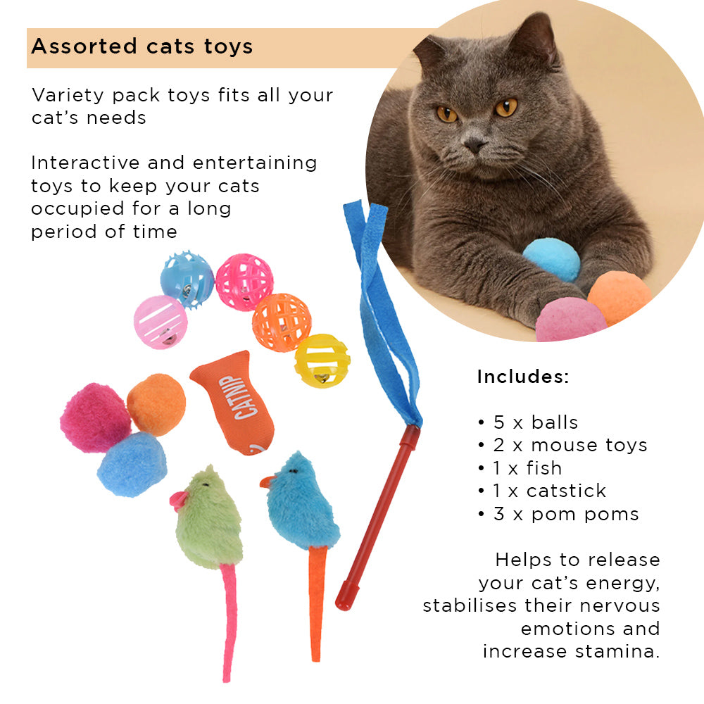 Paquete económico de juguetes para gatos - Juego de 12 juguetes