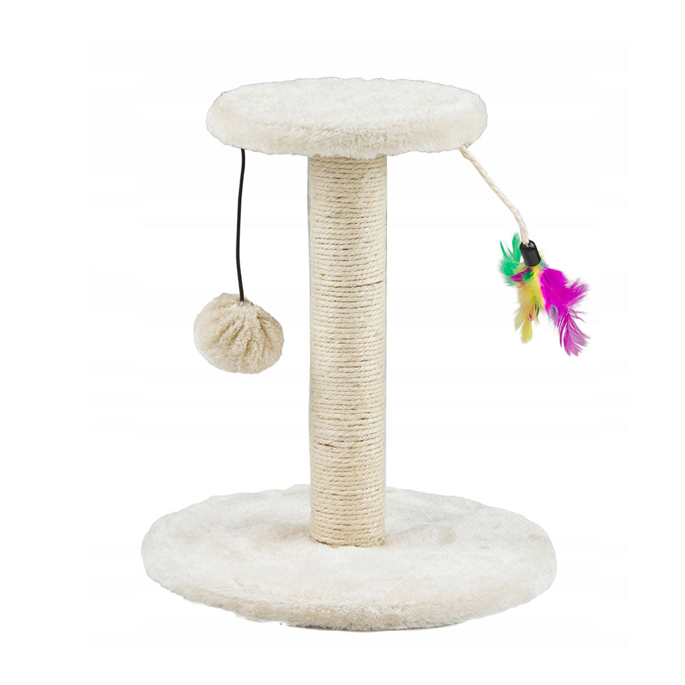 Cat Scratch Post with Toy Ball & Feather - 30cm
