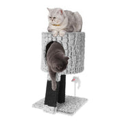Casa para gatos con almohadilla para rascar y ratón de juguete con resorte - 50 cm 