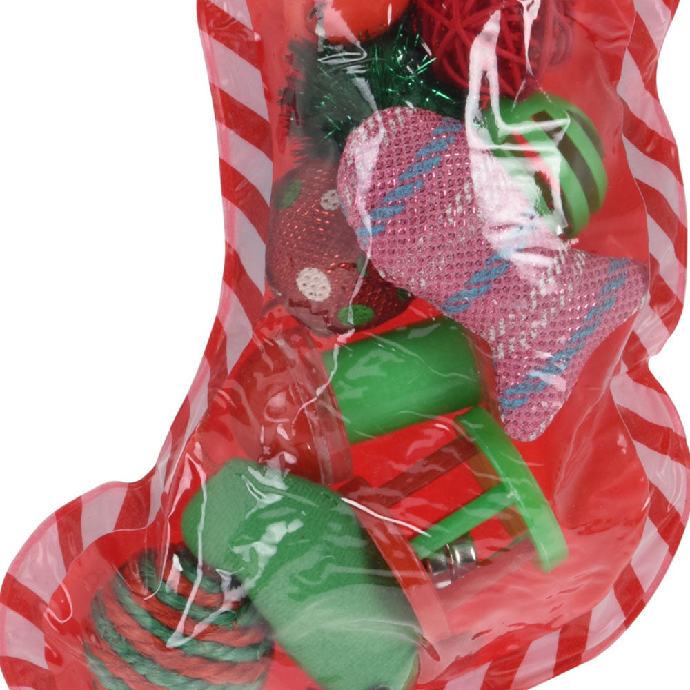 Eco lifestyle - ecolifestyle.shop It contains assorted 10 toys that are stored in a Christmas stockings shape package. All-in-one xmas set of 10 cat toys. Keeps your kitten or cat entertained avoiding scratching furniture. 10 x Cat Toys Fish, mouse, balls, cat toys. Material: Polypropylene. 491800240 - 8719987317354.