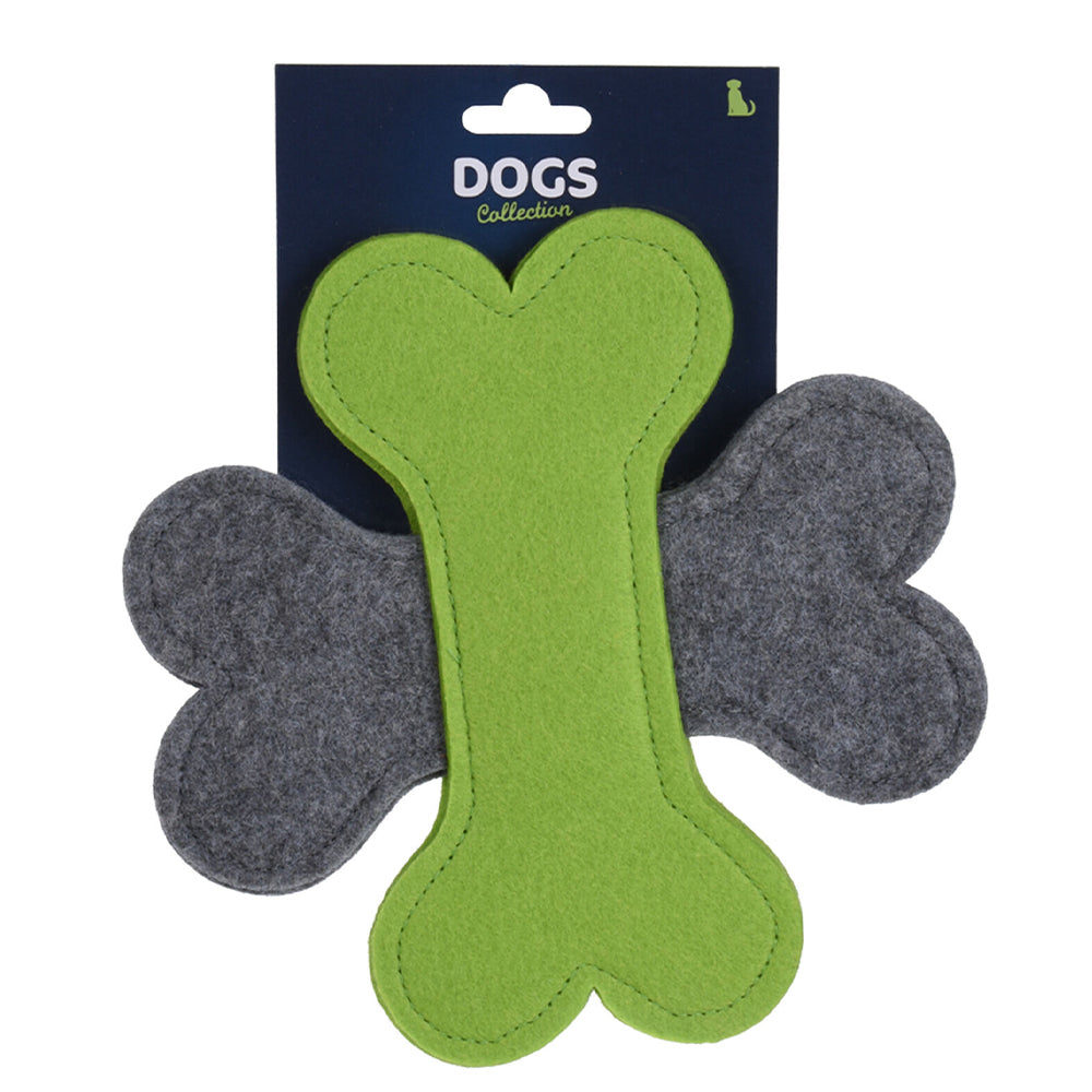 Eco lifestyle - ecolifestyle.shop Felt toy in the shape of two crossed bones is a great bite for dogs. Bright Green and Brown with Grey colors make this frisbee easy to spot in the bushes, leaves, and grass. Great exercise for your pet dog and promote healthy exercise by running, catching and fetching. Size: 20 x 20 x 8cm. Material: Felt. Weight: 50g. - 491932080 - 8719987540080 - black friday