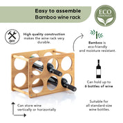 Bamboo Wine Rack for 6 Bottles - Eco-Friendly