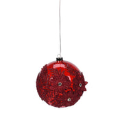 Eco lifestyle - ecolifestyle.shop Xmas LED glass ball is created with the traditional blown glass technique, then it is painted and decorated by hand by Polish artists. Bring out the beauty of Christmas. 30 x LED Warm White Lights. Flower Embroidery. Hanging rope for tree Size of Ball: 15cm. Leading Wire Size: 85cm. Material: Glass. ACT504640 - 8719987707209