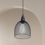 Eco lifestyle - ecolifestyle.shop Our chandelier hanging lamp is made from black metal mesh. Can be used indoor furniture and outdoor decor light. It has a built-in timer. Black mesh metal frame. It has an 80cm cable. An LED bulb that shines warm white. Needs x4 AA batteries Size: 16 x 21cm Length: cable 80 cm & total 101cm Material: Polypropylene. AF5100800 - 8719987492372