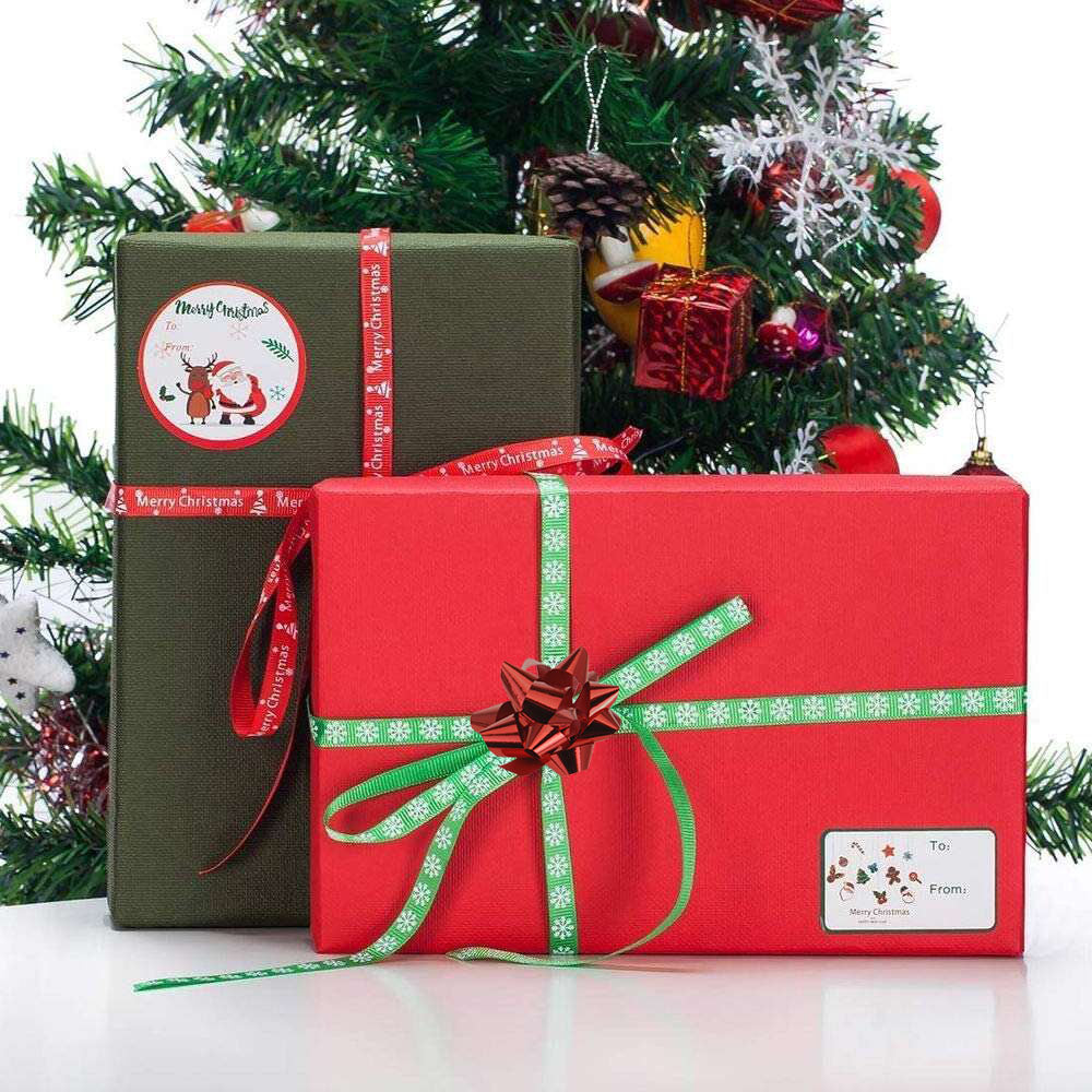 Noeud d'emballage cadeau de Noël or, argent et rouge