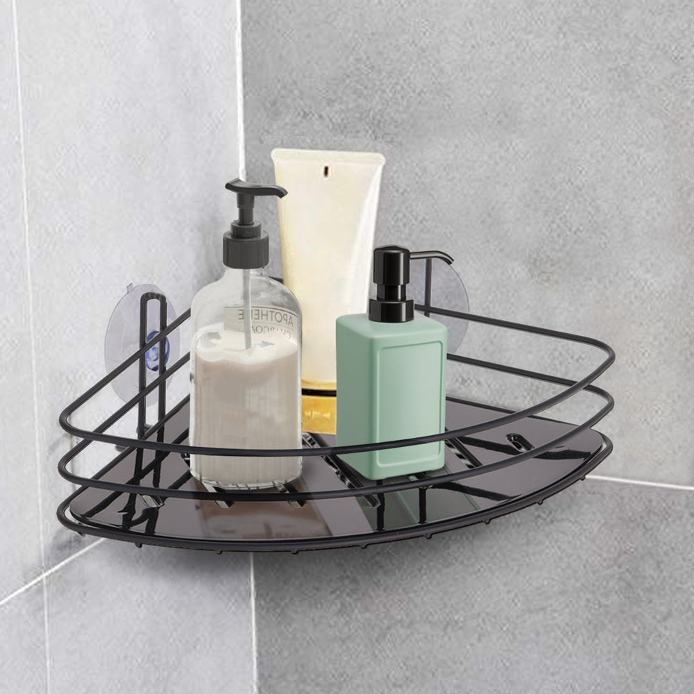 Metal powder coated bathroom rack with 2 suction cups and 1 tray with drainage holes. Keep all your shower and bath essentials tidy and organised from shampoo bottles, soaps, razors and cloths. Equipped with drainage holes. Ideal to use in the shower, bathtub or washbasin. Size: 20 x 20 x 8cm. Eco lifestyle online shop