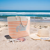 Bolso tote de playa con asas de cuerda Diseño a rayas "On The Beach"