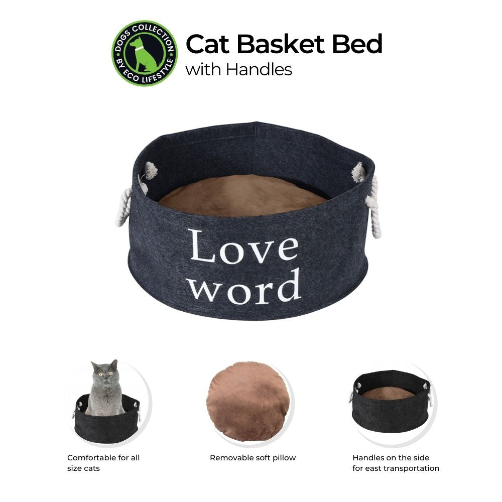 Cat Basket Bed with Handles