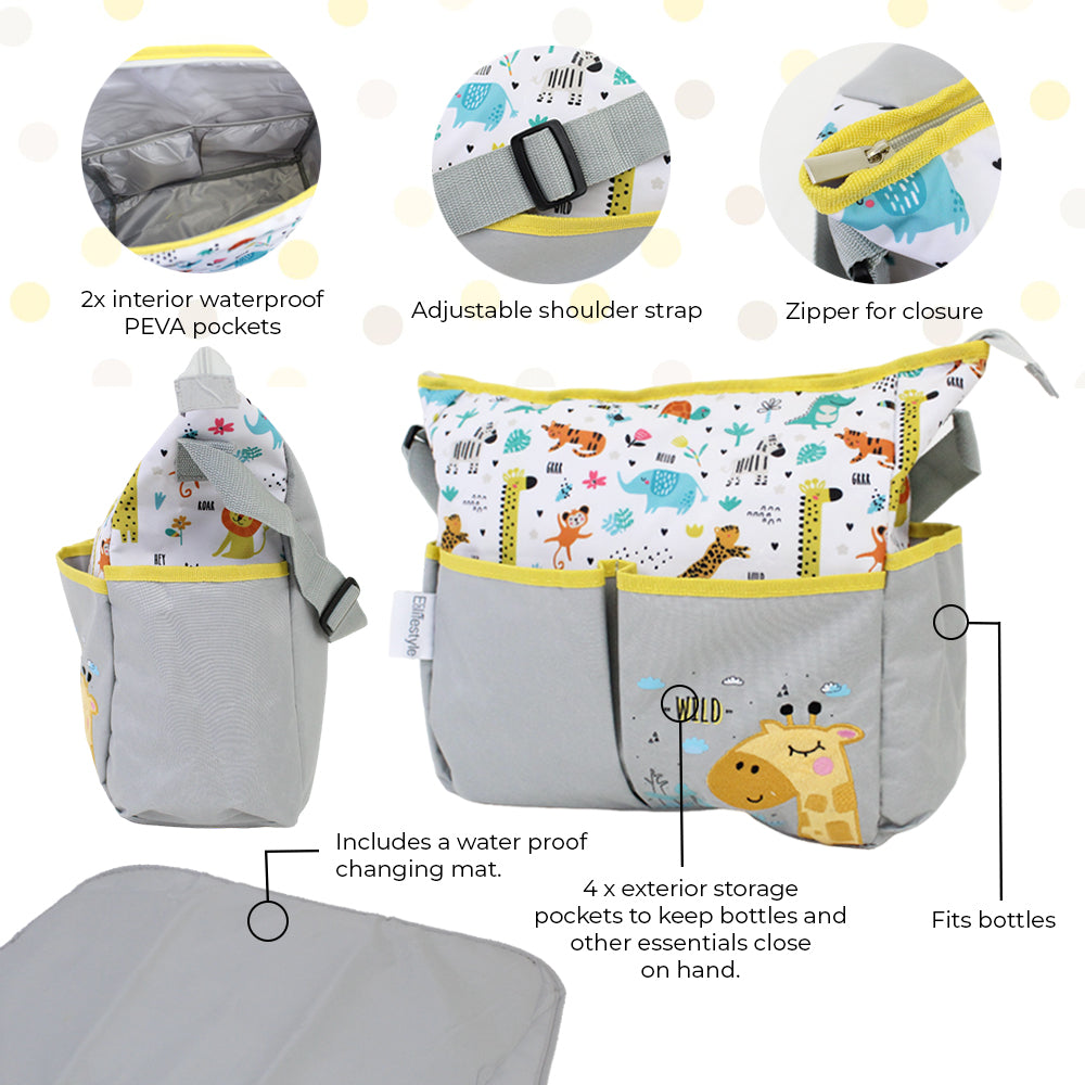 Bolsa de pañales para bebés con 5 compartimentos y tapete