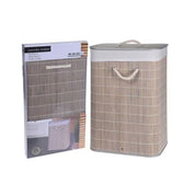 Cesto para la ropa de bambú con interior de algodón y asas de cuerda - 72 L - Diseño Flatpack
