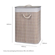 Bamboo Laundry Basket with Cotton Interior & Rope Handles - 72L- Flatpack Design