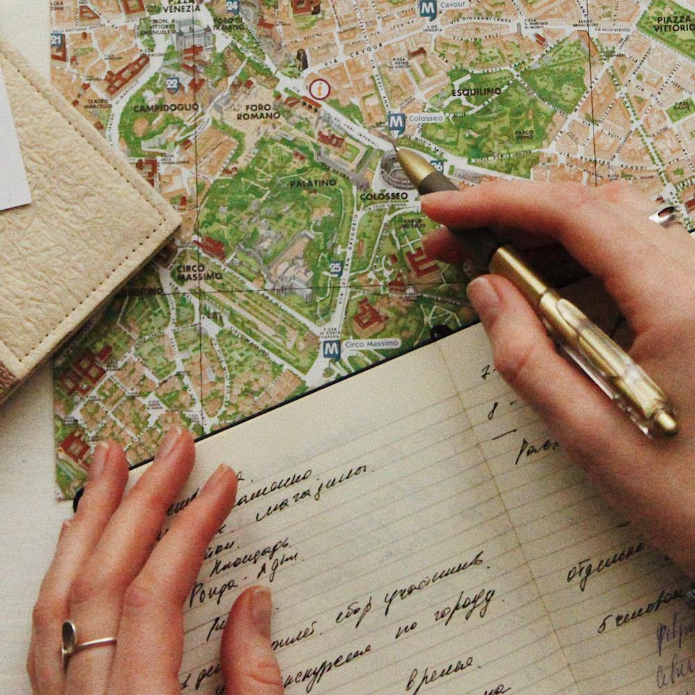 Eco Lifestyle - Ecolifestyle.shop - A5 Notebook - Travel Design (Map) - A5 Notebook - Stylish eco-friendly notebook is perfect to write down all of your important notes. Beautifully illustrated cover page. Filled with luxurious cream paper with 160 ruled lines. It has a transparent cover, wire binder, plastic band and a travel line bookmarker. MC1000700