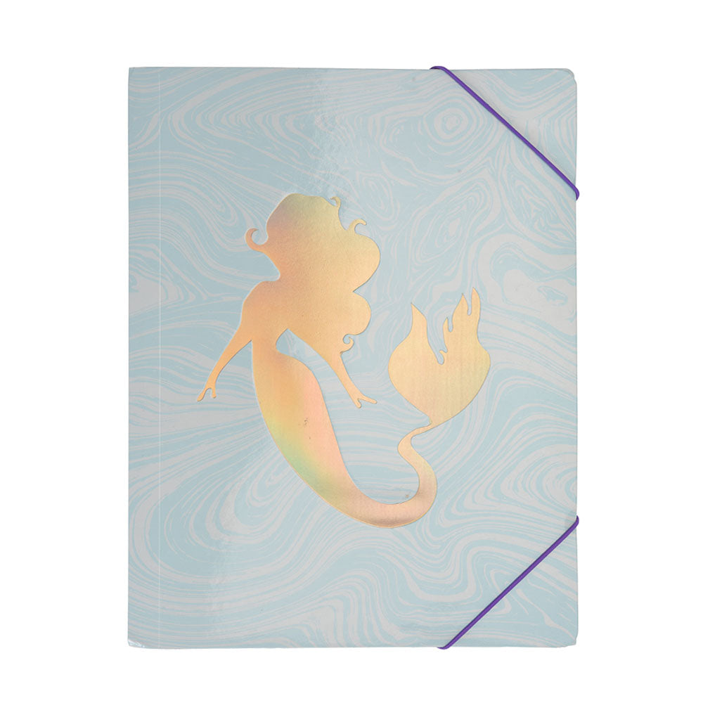 Eco Lifestyle - Ecolifestyle.shop - Document Folder With Elastic Band - Mermaid - MC1000920- MER - School Stationery - This mermaid design document filing folder allows you to effectively organize A4 documents and is ideal for a presentation, a project, or your home office. It has two elastic bands to keep your notes and sketches safe and has enough space.