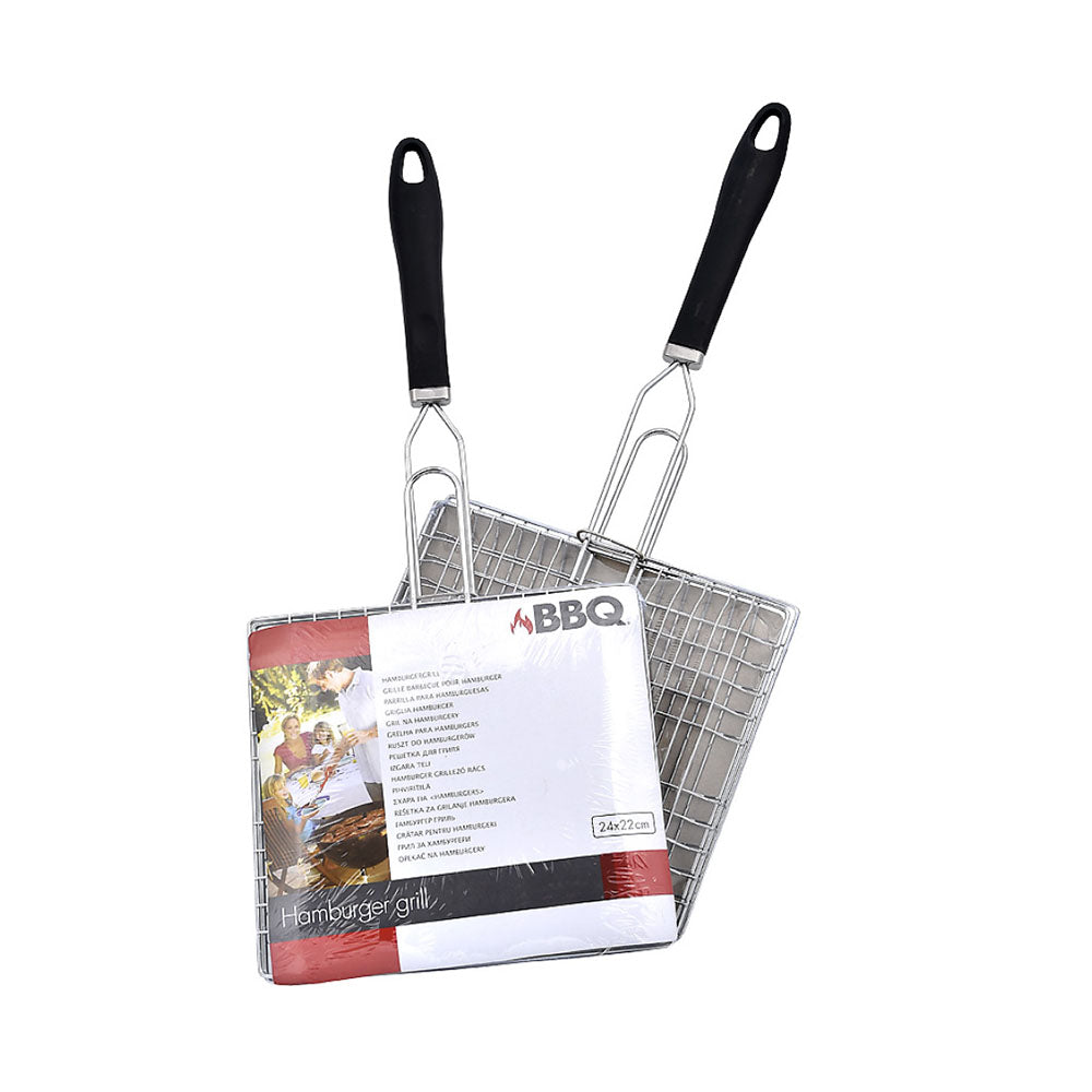 Hamburger Grill with Handle for Braai - Stainless Steel