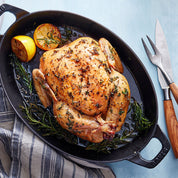 Stainless Steel Chicken Holder on Roast Pan