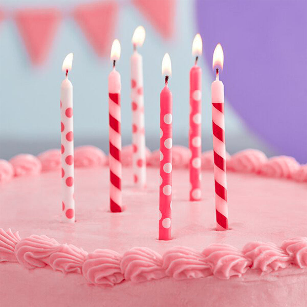 Birthday Candles with Cake Holders - 12 Pieces