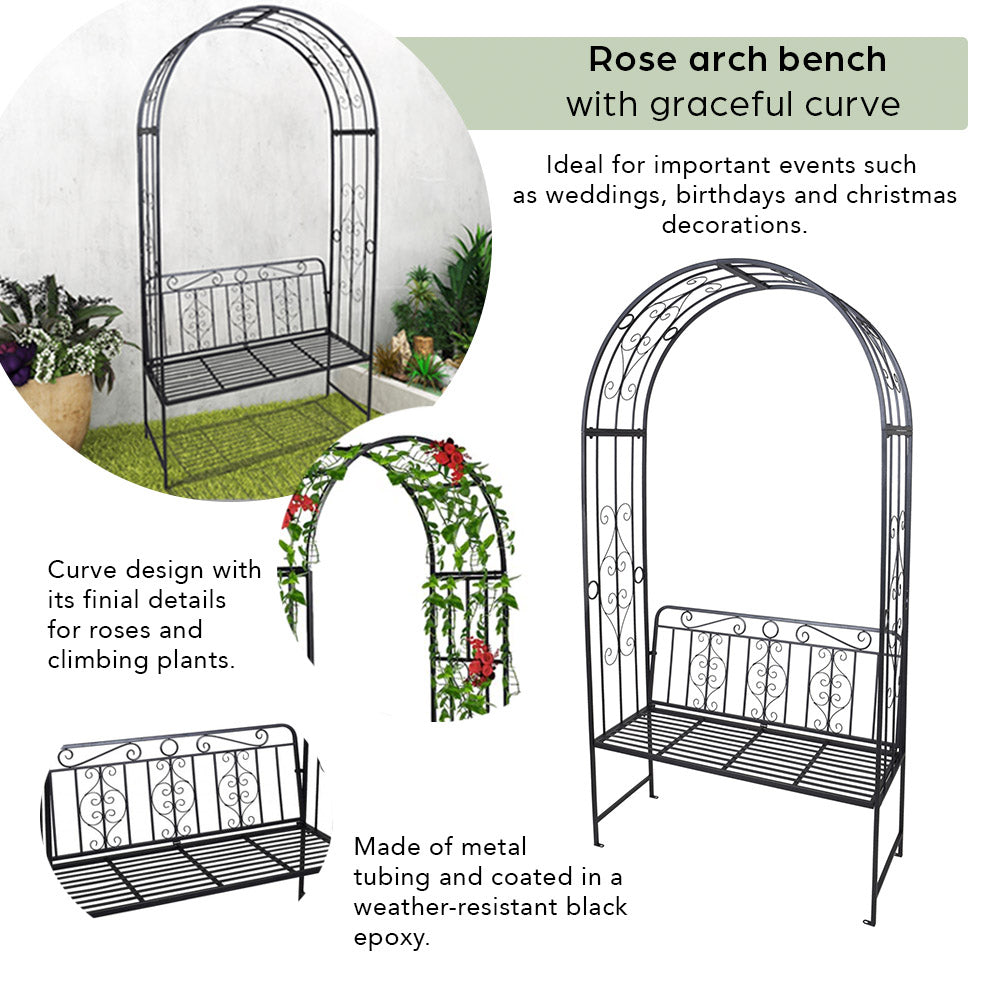Banc de jardin au design en arc de rose