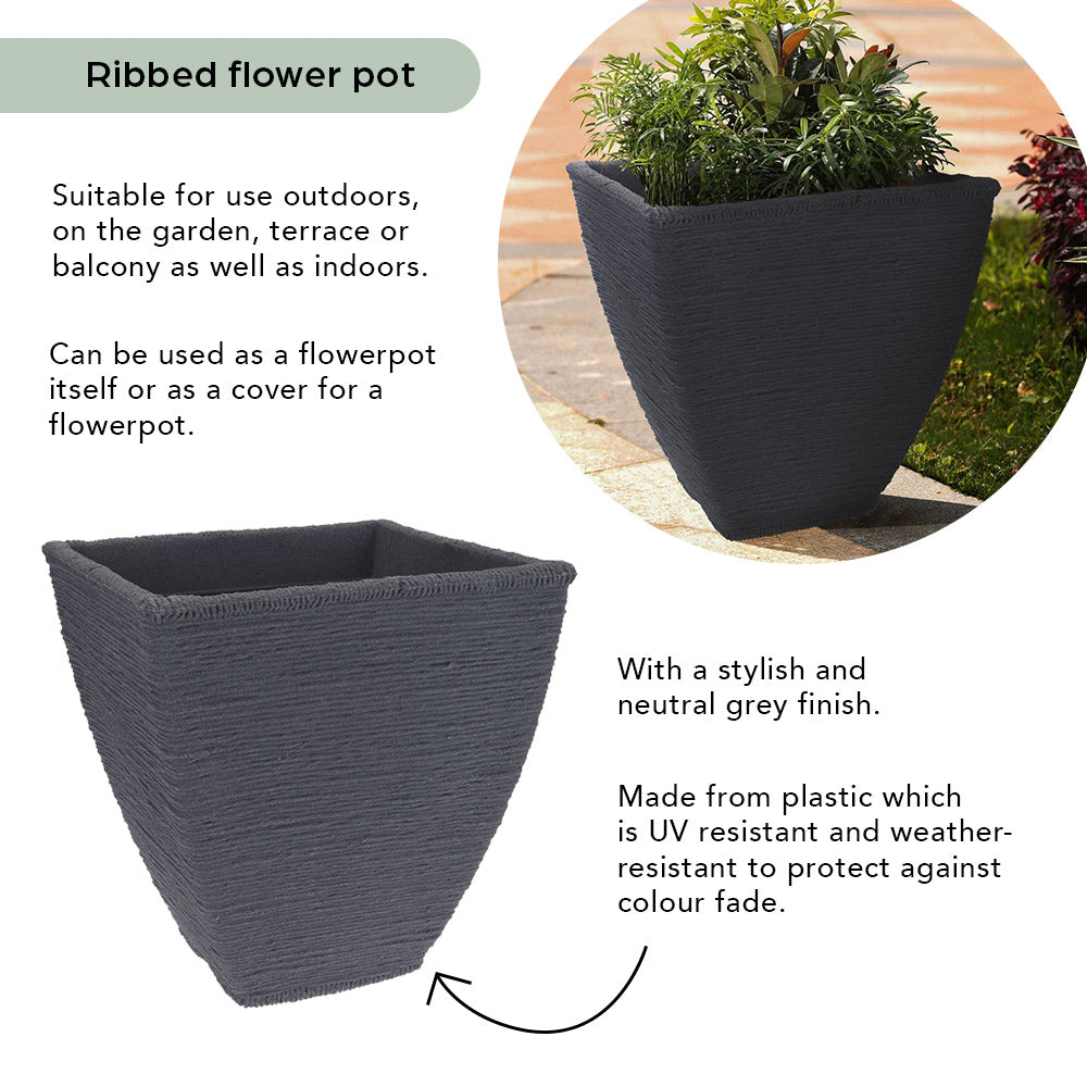 Jardinière Pot de Fleurs - 42cm - Design Gris Foncé