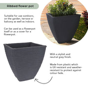 Jardinière Pot de Fleurs - 42cm - Design Gris Foncé